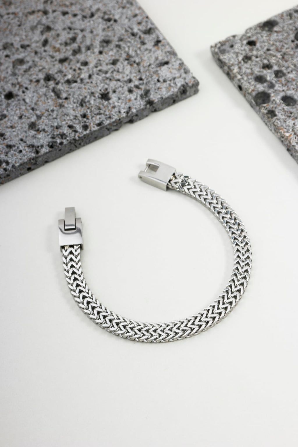 Pulseira Aço Dupla Malha Palmeira